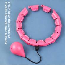 1PC 24-Section Detachable Weighted Fitness Ring, Soft Massage Abdominal Exercise Band, Waist Sculpting Fat Burning Slimming Device, Indoor Body Shaping Workout Gear For Belly Toning & Postnatal Care, Ball Needs To Be Filled With Weights To Rotate, Halloween Gift - Pink - View 7