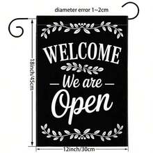 2D Flat, 2D Flat 12x18 Inch Garden With Welcome Open Text Pattern, Outdoor Yard Holiday Yard And House Decoration, Farmhouse Style Yard And Home Decor, All-Season Garden Decoration To Enhance Festive Atmosphere - Only, 2D Flat - garden flag - 查看 3