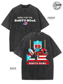 Woocky Rapper DeBi TiRAR MaS FOTOS DTMF Graphic, BadBunny Here Benito Bowl-Shirt, BadBunny Fans Need This-Shirt 2026 Benito Bowl,Retro Washed-Shirt Double Sided Printed (230 Cotton-Shirt), Fashionable Daily Casual Sportswear, Mens Clothes,Essential Shirt Fans,Y2k Clothes,Streetwear - 黑色 - 查看 1