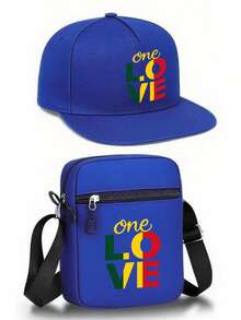 1件/2件組 Reggae One Love 圖案印花平帽簷棒球帽斜跨包套組，街頭風男款女款休閒戶外音樂節旅行禮物 - 彩色 - 查看 18