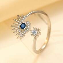1pc Zirconia Demon Eye Design Open Ring, Versatile Luxury Elegant Style Jewelry Accessory, Suitable For Both Men And Women, Gift - Style a - View 5