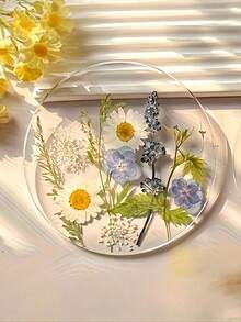 1pc 2D Acrylic Floral Pattern Coaster - Perfect For Personalized Wedding, Birthday Or Mother's Day Gift. Available In Pink, Yellow, White, Green And Brown - Floral Coasters - View 18