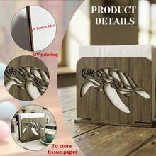 1/4pcs Reversible Wooden Napkin Holder With Laser Cut Bee, Rose And Turtle Patterns. Vertical Napkin Dispenser Suitable For Restaurant, Cafe, Party, Wedding, Rustic Home Decor - Multicolor - View 11
