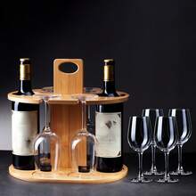 1 pieza Estantería de vino de madera, Soporte para botellas de vino, Estante de exhibición de vino, Estantería de almacenamiento de vino, Adecuado para uso doméstico/bar - Ver 3