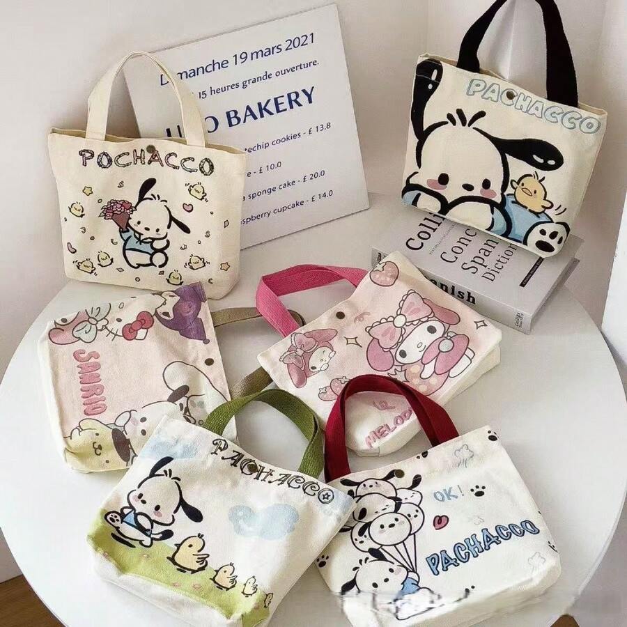 SANRIO New Canvas Handbag For Students, Portable Lunch Bag For Work, Versatile Small Tote Bag For Outings - Back-to-school Bag - View 1