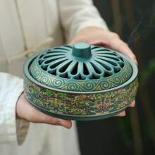 1pc Ceramic Cloisonne Incense Burner, Mosquito Repellent Holder, Creative Home Decor Enamel Incense Stick Holder - Multicolor - View 7