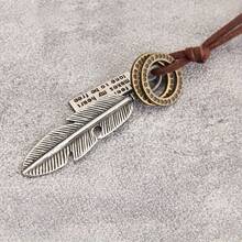 1 Fashion Simple Double Circle Square Pendant Long Feather Alloy Unisex Necklace Couple Necklace Valentine's Day Gift - 淺水坑 - 查看 3