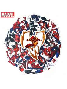 Marvel 50張漫威官方授權蜘蛛人與死侍貼紙，適用於行李箱、筆電、手機、水壺、滑板裝飾，日送給家人與朋友的趣味禮物 - A - 查看 10