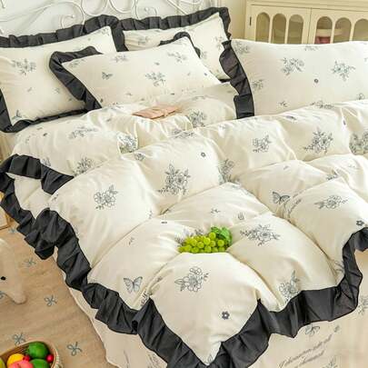 Bộ ga trải giường 3 món in hoa, mềm mại và thoải mái, phù hợp cho phòng ngủ, phòng khách và mọi mùa.