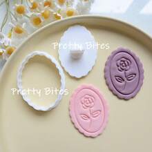 Molde para galletas con relieve de flores, cortador de galletas con diseño de flores estilo francés para el Día de San Valentín, bodas, Día de la Madre, utensilios de cocina para hornear y repostería - Blanco - Ver 3