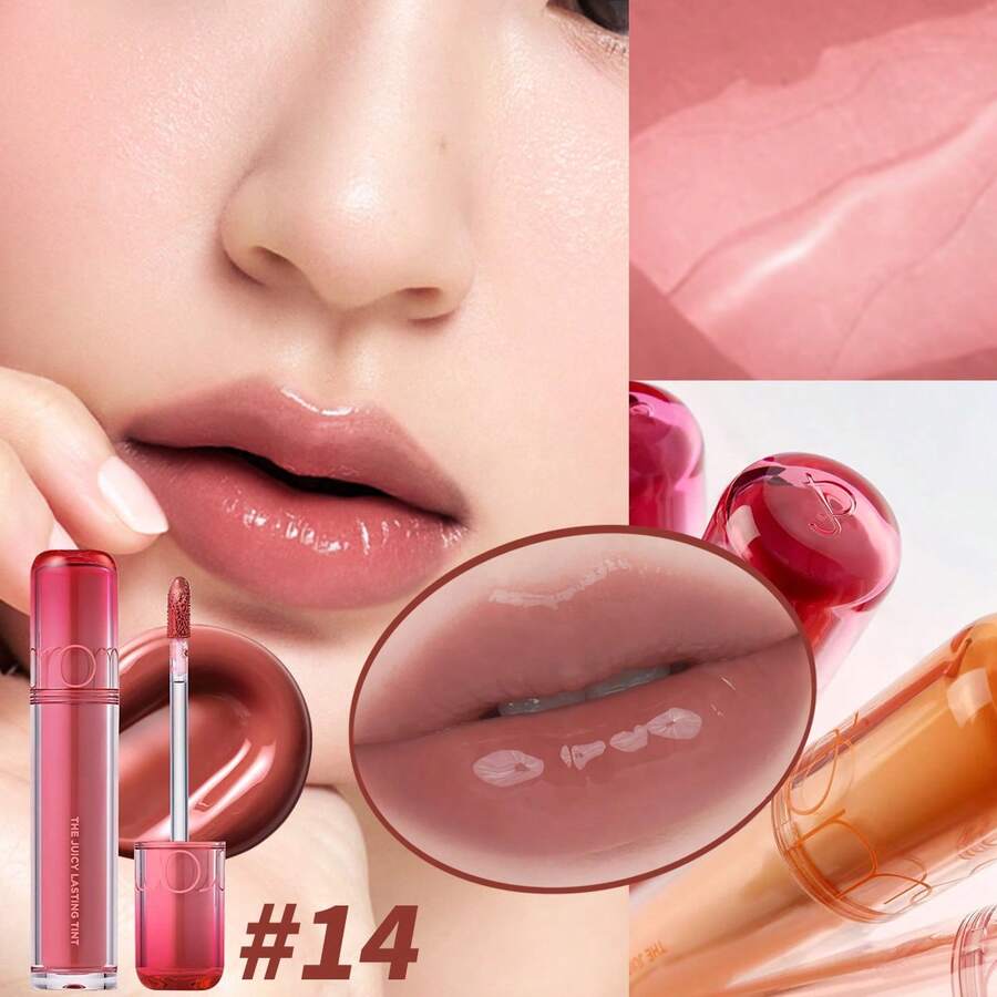 Rom&Nd 1入 3.5g Juicy Lip Tint 14 Almond Rose,柔和玫瑰色調提亮氣色,水感輕盈染唇液,適合商場逛街休閒聚會,乳光亮澤唇妝唇部化妝品 - 這果汁唇釉14 杏仁玫瑰 - 查看 1