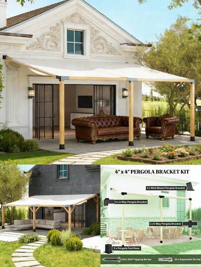 Outdoor Wall Mounts Pergola Kit, Slanted Pergola Brackets(Only Pergola Kit)