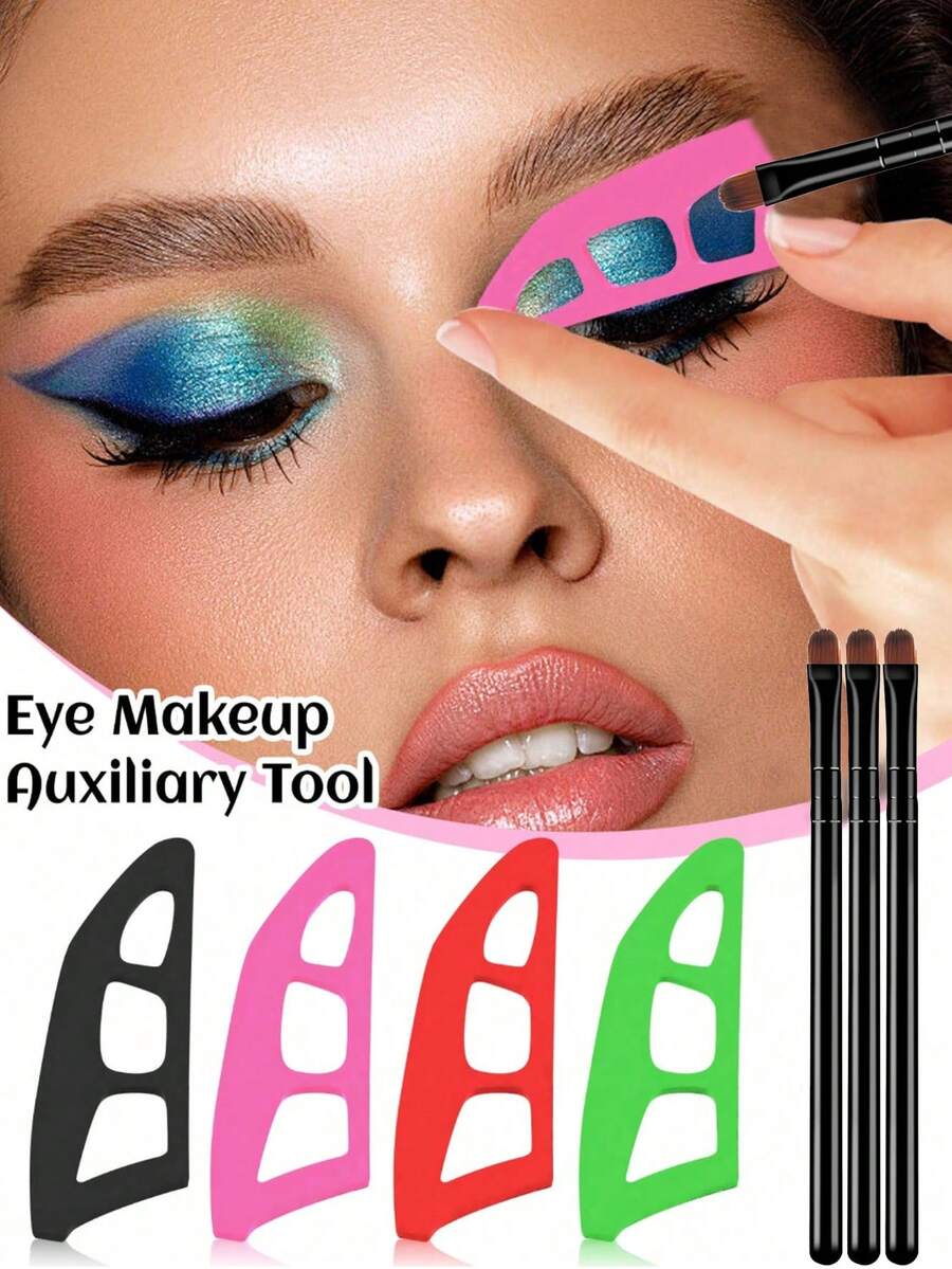 8pcs/4pcs/1pc Eye Makeup Tools, Eyeshadow Stamp Template, Eyeshadow Assistant, Eyeshadow Tools And Makeup Brushes, Eye Makeup Tools, Beauty Tools, Beginner Eyeshadow Assistant, Eye Makeup Beauty Tools, Suitable For Beginners In Pink, Black - Multicolor - View 1