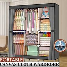 71" Portable Closet Wardrobe Clothes Rack Storage Organizer With Shelf Gray - As Pic - View 8