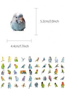 50 piezas Pegatinas de loro lindo de PVC, decoración de dibujos animados, adecuado para scrapbooking, portátil, equipaje, guitarra, botella de agua, funda de teléfono, manualidades, útiles escolares y suministros de scrapbooking para la temporada de regreso a clases - 1 Set - Ver 2