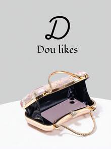 Women's Handbag With Sparkling Crystal Embellishments And Gemstone Hardware, Suitable For Weddings, Parties, Galas, Valentine's Day Gifts, And Birthday Presents. - 軍綠色 - 查看 8