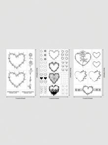 3pcsStickers, Minimalist Line Slouchy Leopard Cheetah Simple Animal, Temporary Tattoo Sticker, For Arms, Abdomen Non-Reflective, Realistic Tattoo, Suitable For People, For Daily Use, Lasts3-5Days - Black - View 10