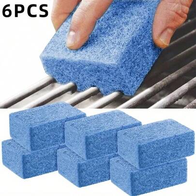 6 Professional Barbecue Cleaning Sponges - High Temperature Resistant, Scratch Resistant, Ergonomic Anti Slip Grip, Perfect For Gas/Charcoal Stoves, Outdoor Kitchen Essentials, Durable And Easy To Clean, Barbecue, Barbecue Master, Multi-Purpose Cleaner