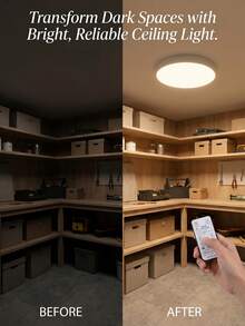 JYWDlights 1pc 10000mAh Modern White LED Ceiling Light, 7.7 Inch, Rechargeable Radar Sensor, ABS+PC Material, Wireless Dimmable 3 Colors, With Remote Control, Suitable For Corridor, Wardrobe, Bathroom - one-size - View 8