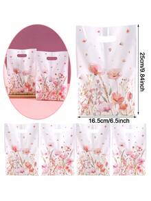 10/20/50pcs Pink Wildflower Gift Bags, Watercolor Floral Countryside Design Party Favor Bags With Handles, Birthday Decor, Holiday Candy Bags, Wedding Bride Party, Gift Packaging Supplies, Retail Shopping Bags And Small Business Supplies, Gift Wrap Bags, Spring Summer Theme Party Supplies - Pink and Purple Wildflowers - View 4