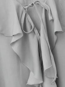Elegant Blouse With Cascading Ruffles And Elastic Cuffs. - Grey C8093 - View 3