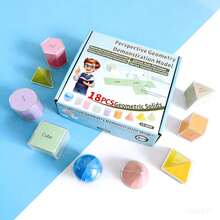 18pcs Geometric Model Kit: Use See-Through Geometry Demonstration Models To Convert 3D To 2D - PC Material - Multicolor - View 3