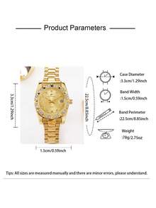 RICECGO A Women's Watch That Is Stylish And Elegant, Featuring Sparkling Rhinestones, Perfect For Business Meetings And Elegant Dinner Parties. - Gold - View 3
