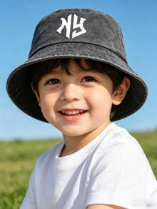 2 Stück Kinder NY bedruckter Fischerhut, lässiger Street-Style Kleinkind Sonnenhut, UV-Schutz Fischerhut, tägliche Strand Outdoor Kopfbedeckung für Baby Jungen Mädchen - 2 STÜCK - Übersicht 6