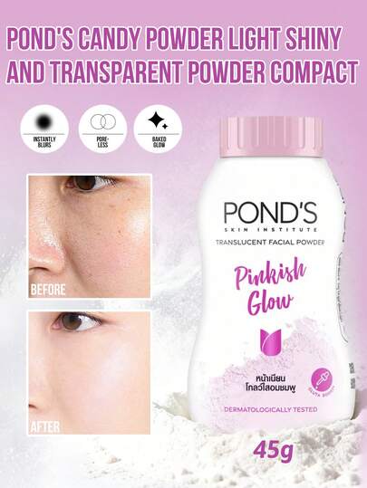 Pond's 旁氏糖果粉饼，轻盈透亮，控油遮瑕，哑光妆效，24小时持久不脱妆，防汗防晕染，有效吸油，轻薄透气不刺激，保湿亮泽，油性肌肤必备，适合日常通勤和约会，馈赠佳品。
