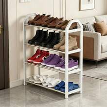 4-Tier White Metal Shoe Rack, Freestanding Shoe Organizer With Sturdy Frame, Space Saving Shoe Shelf For Entryway Hallway Closet, Slim Shoe Storage For Small Apartment, Easy Assembly Shoe Rack For Home & Dorm - trắng - Xem 7