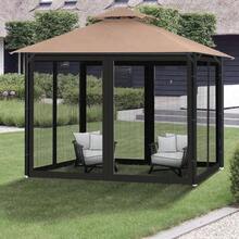 Gazebo Universal Mosquito Netting, 10'x 12' Outdoor Canopy Net Screen 4 - Panel Sidewall Gazebo Curtains, With Zippers, Easy To Install, Fit Most Gazebos 10x12 Canopy, PatioBlack - 黑色 + 10*12 - 查看 3