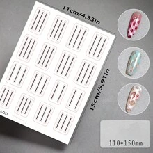 4片装美甲镂空贴纸，网格和法式印花图案，自粘美甲贴，流苏贴纸，包含美甲模板线，美甲配件，美甲用品，DIY装饰模板工具，适用于美甲沙龙、美甲爱好者，美甲是必备品。 - 彩色 - 查看 6