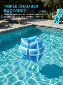 URBANWAVE 1 Pair Adjustable Swimming Arm Bands, Unisex. Dual-Chamber Inflatable Buoyancy Design, Suitable For Beginner Swimmers. Can Be Used In Swimming Pools, Lakes Or Water Aerobics., Pool Inflatable, Beach Essentials, Pool Float - A - View 4