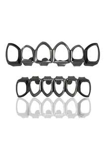 1 Set Classic Hollow-Out 6-Tooth Smooth Dental Grillz, Funny Party Accessory, Photography Prop - Multicolor - View 8
