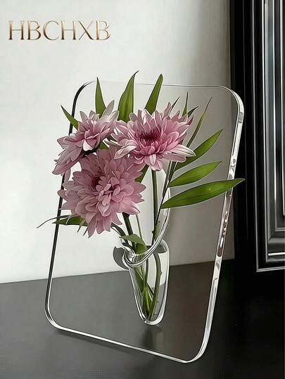 Bộ 12 bình hoa acrylic trong suốt hiện đại, hình chữ nhật chắc chắn, thiết kế khung tranh, trang trí nhà cửa và văn phòng, đồ trang trí bàn làm việc phong cách tối giản, thích hợp cho hoa giả/hoa tươi.
