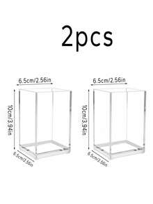 9/6/4/2/1pc - Transparent Plastic Storage Box, Multi-Functional Acrylic Storage Box, Desktop Pen Holder/Makeup Brush Storage Box, Makeup Brush Storage Box, Beauty Tool And Cosmetic Storage Bucket, Women's Gift, Christmas Gift, Creative Women's Gift, Room Decoration. - Multicolor - View 14