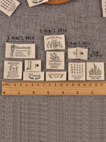 50 pièces étiquettes en tissu à motif floral beige de 2,5 à 5 cm, accessoires de couture faits main DIY pour sacs, chapeaux, écharpes, vêtements, sans dos adhésif - Mélange multicolore - Voir 2