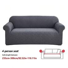 Premium Minimalist Jacquard Sofa Cover, Soft & Skin-Friendly, 360° Full Protection Elastic Sofa Slipcover, Includes Foam Fixing Strips For Enhanced Anti-Slip, Machine Washable - Dark Gray - View 13