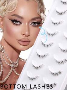 10 Pairs Cartoon Style Lower Lashes, 6mm, Anime Inspired Lower Eyelashes, Large Capacity, Korean Idol Inspired - View 1