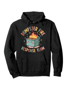 Sweat-shirt à capuche amusant pour hommes avec l'inscription "Dumpster Fire Response" - Noir, Sweat-shirt-shirt décontracté à manches longues avec motif poubelle et feu, adapté pour l'automne/l'hiver, confortable pour un usage quotidien. | Sweat-shirt à capuche graphique amusant | Coupe confortable, Sweat-shirt à capuche amusant - Noir - Voir 6