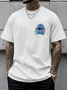 Disney Men's T-Shirt, Stitch I'll Get Over It 'Fun Front And Back Print, Crew Neck Casual And Comfortable T-Shirt, Ideal For Sports And Casual Attire, Women's Loose T-Shirt, Excellent Gift Selection, Must Have For Summer - 白色 - 查看 2