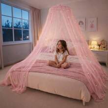 Oaoleer 1PC Canopy For Girls Bed With Pre-Glued Glow In The Dark Stars - Princess Mosquito Net Room Decor,Bed Canopy For Girls With Glowing Stars - Canopy Bed Curtains | Fits Single, Twin, Full, Queen Size Kids - Princess Bed Canopy - Multicolor - View 13