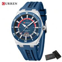 CURREN Men's Fashion Quartz Waterproof Luminous Silicone Strap Date Wristwatch - Multicolor - View 15