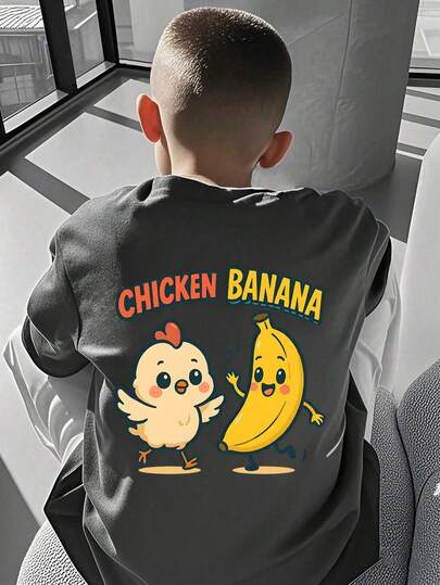 Tween Boy Casual Graphic Print Crew Neck Short Sleeve T-Shirt, Summer Top