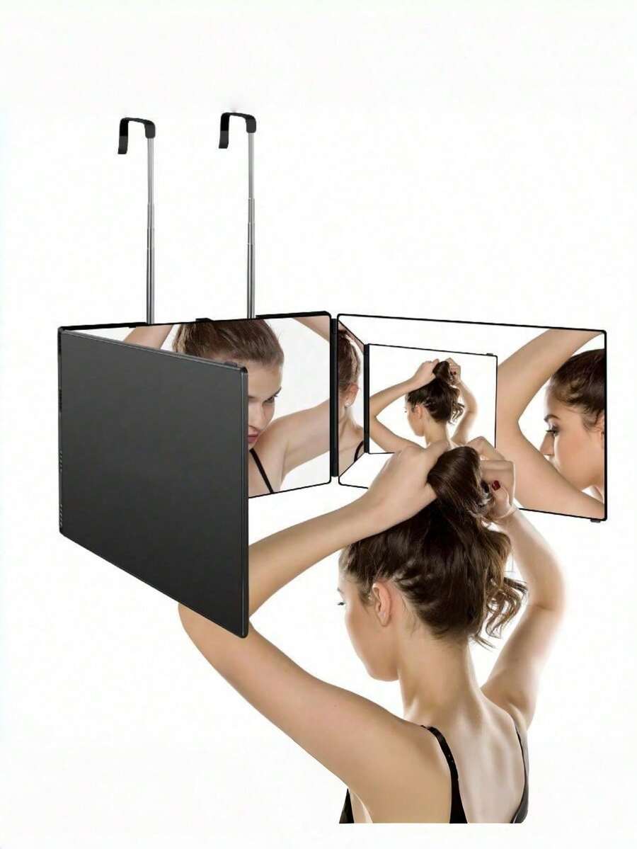 1 pezzo Specchio per il trucco pieghevole a 360 gradi, specchio per il trucco multifunzionale a tre ante, adatto per taglio di capelli e acconciatura, ideale per il trucco, la pettinatura e la decorazione della casa, specchio da toletta portatile e pieghevole per camera da letto, dormitorio, bagno e viaggio, regalo perfetto per signore, signori e appassionati di trucco, ideale per San Valentino e la Festa della Mamma - Multicolore - Visualizzare 1