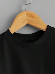 Genkimix Solid Color Short Sleeve T-Shirt For Toddler - 黑色 - 查看 3