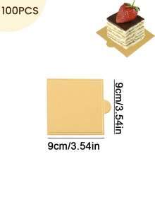 50/100个金色慕斯甜点纸托盘，迷你蛋糕底座，耐油耐用蛋糕纸杯，一次性纸杯垫，带易握手柄，适用于婚礼、生日派对、甜点展示、下午茶、节日庆典 - 查看 22