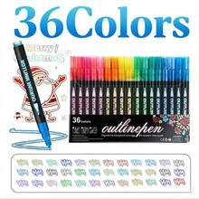 48/36/24/12/8 Pack Colorful Glitter Marker Pens Double Line Outline Pens, Metallic Glitter Marker Pens, Marker Pens, Marker Pens, Double Line Pens, Drawing Pens , Can Be Used To Draw On Any Object Suitable For School And Home Drawing, Doodling, Art Crafts, Gift Card Coloring Holiday Gifts Back To School - Sets - View 13