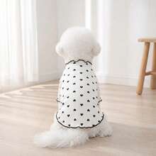 Black Heart Pattern Pet Sweatshirt, Ice Silk Ribbed Fabric, Fashionable Cat/Dog Clothes, Comfortable & Breathable For Spring, Summer & Autumn - Black - View 6