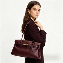 1 chiếc túi đeo vai nữ JW PE mới về, túi xách thời trang tối giản, túi tote da mềm kiểu vintage 2026, túi baguette thiết kế độc đáo, phù hợp cho mua sắm, đi làm, du lịch, hẹn hò, hàng ngày, ngoài trời, cắm trại, tiệc tùng. - Màu Đỏ Sâu - Xem 7